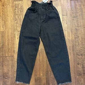 Oak + Fort Black Paper Bag Waist Jeans Pants Size Small NWT